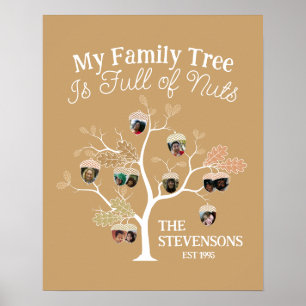 Funny Neutral Photo Family Tree is Full of Nuts Poster