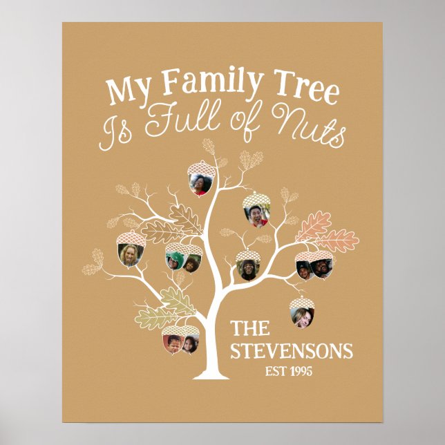 Funny Neutral Photo Family Tree is Full of Nuts   Poster (Front)