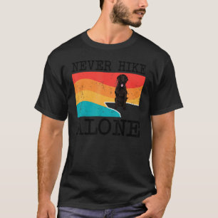 Funny Never Hike Alone Flat Coated Retriever Graph T-Shirt