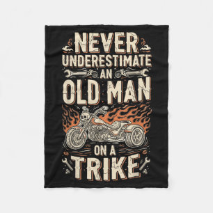 Funny Never Underestimate An Old Man On A Trike Gr Fleece Blanket