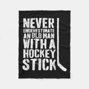 Funny Never Underestimate An Old Man With A Hockey Fleece Blanket