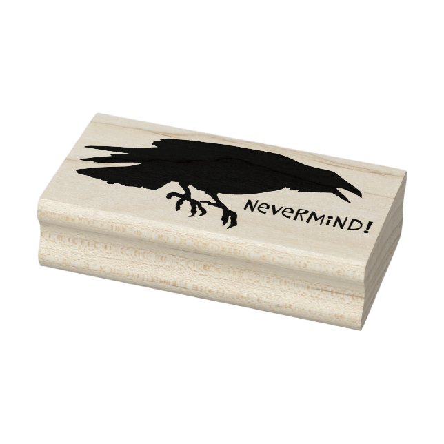 Funny "Nevermind" Raven Rubber Stamp (Stamp)