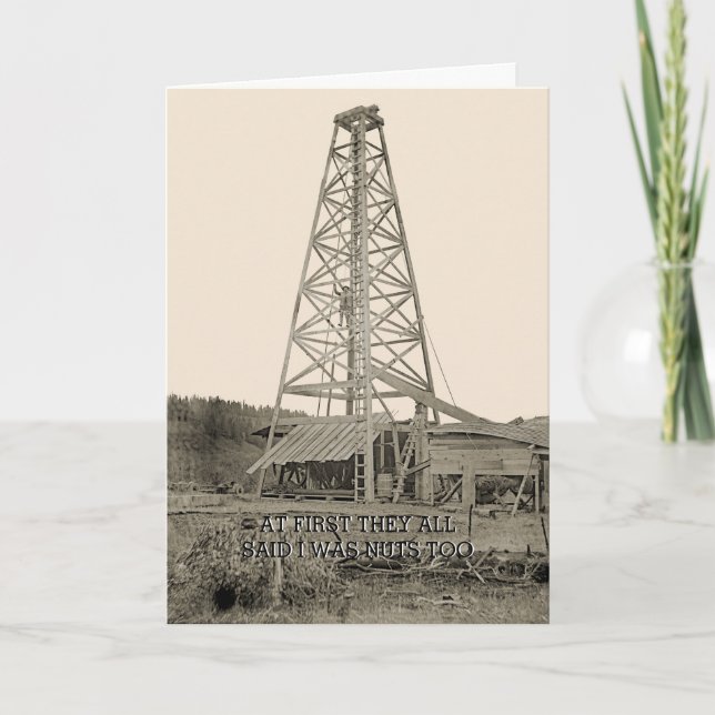 FUNNY NEW BUSINESS GOOD LUCK OIL WELL 1890 PHOTO CARD (Front)