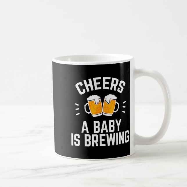 Funny New Dad Baby Shower Cheers A Baby Is Brewing Coffee Mug (Right)