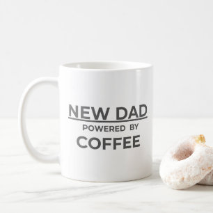 Funny New Dad Coffee Mug – Powered by Coffee –Gift