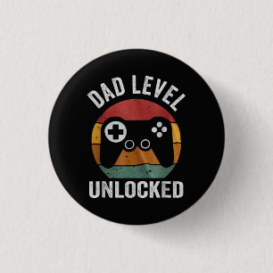 Funny New Dad Dad Level Unlocked Day Gaming 3 Cm Round Badge