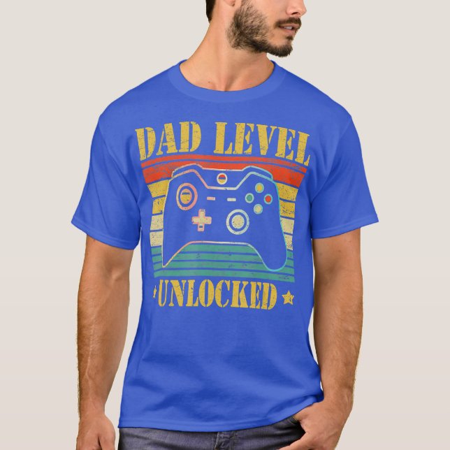 Funny New Dad Level Unlocked Tee Gaming Levelled (Front)