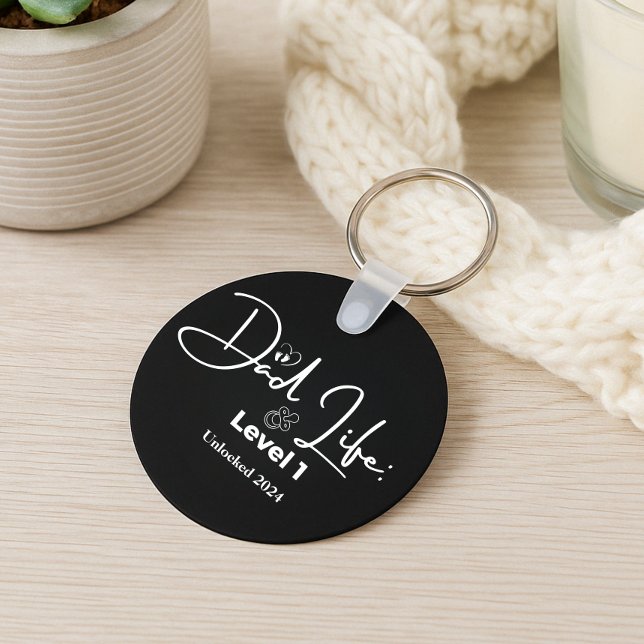 Funny New Dad Life Level 1 Custom Year Key Ring (Creator Uploaded)