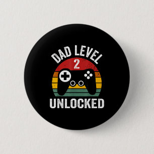 Funny New Dad Shirt Dad Level 2 Unlocked For 2 Kid 6 Cm Round Badge