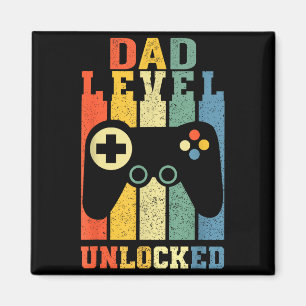Funny New Dad Shirt Dad Level Unlocked Day Tee Shi Magnet