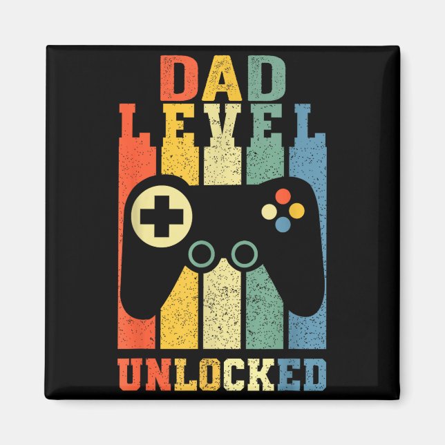 Funny New Dad Shirt Dad Level Unlocked Day Tee Shi Magnet (Front)