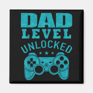 Funny New Dad Shirt Dad Level Unlocked Day Tee Shi Magnet