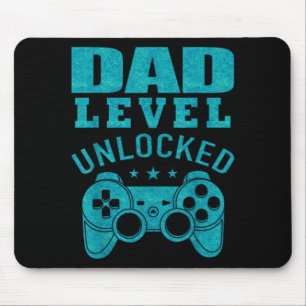 Funny New Dad Shirt Dad Level Unlocked Day Tee Shi Mouse Pad