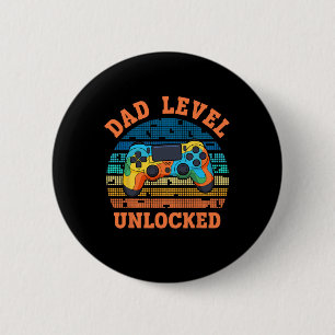 Funny New Dad Shirt Dad Level Unlocked Gaming Game 6 Cm Round Badge