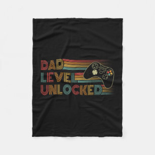 Funny New Dad Shirt Dad Level Unlocked Gaming Game Fleece Blanket