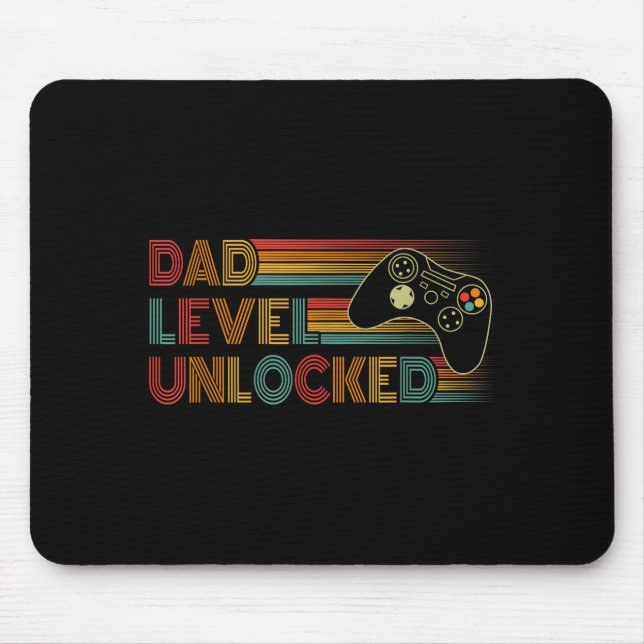 Funny New Dad Shirt Dad Level Unlocked Gaming Game Mouse Pad (Front)