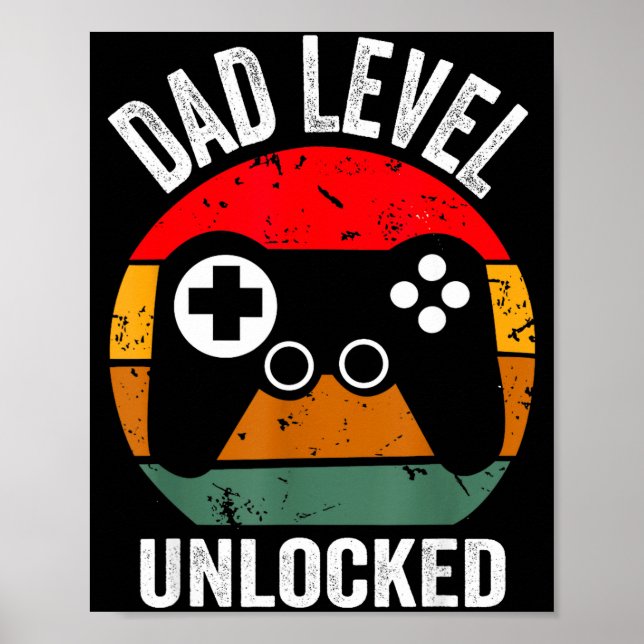 Funny New Dad Shirt Dad Level Unlocked Tee Shirt G Poster (Front)