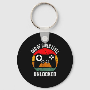 Funny New Dad Shirt Dad Of Girls Level Unlocked Te Key Ring
