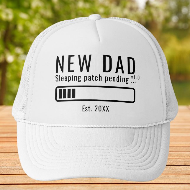 Funny New Dad Sleeping Patch Pending Black Est. Trucker Hat (Creator Uploaded)