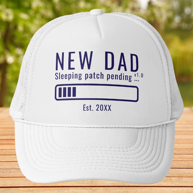 Funny New Dad Sleeping Patch Pending Blue Est. Trucker Hat (Creator Uploaded)