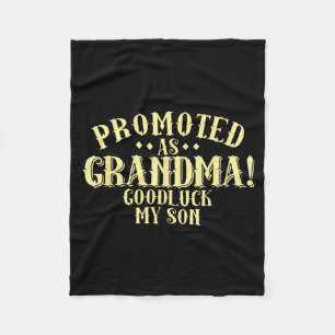 Funny New Grandma Promotion Quote Grandmother Humo Fleece Blanket