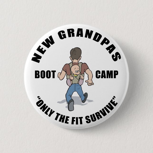 Funny New Grandpa Boot Camp 6 Cm Round Badge (Front)