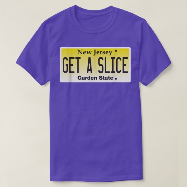 Funny New Jersey NJ Pizza Slice Lover License Plat T-Shirt (Design Front)