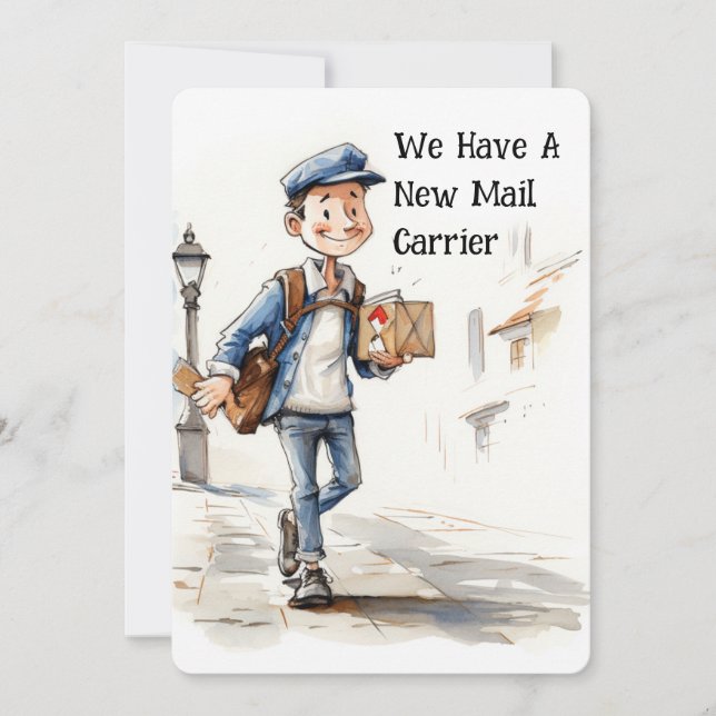 Funny New Mail Carrier Moving Announcement Cards (Front)
