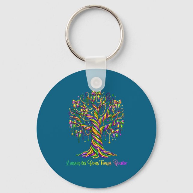 Funny New Mardi Gras Bead Tree Carnival Key Ring (Front)