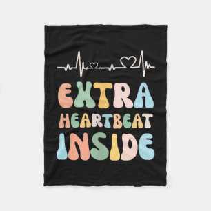 Funny New Mom Extra Heartbeat Inside Pregnancy Ann Fleece Blanket