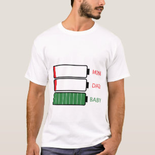 Funny New Mum Dad Parent Gift Baby on Batteries T-Shirt
