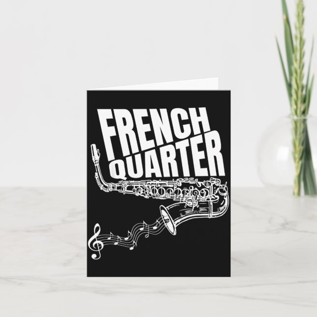Funny New Orleans Mardi Gras Jazz Saxophone  Card (Front)