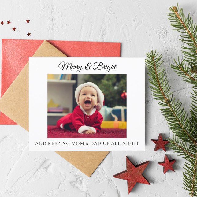 Funny New Parents Baby Photo Christmas Card (Creator Uploaded)