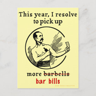 Funny New Year's Resolution Retro Beer Drinker Holiday Postcard