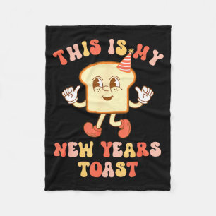 Funny New Year's Toast Bread Pun Retro Hipe  Fleece Blanket