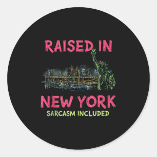 Funny New York City Night Skyline Vintage Tank Top Classic Round Sticker