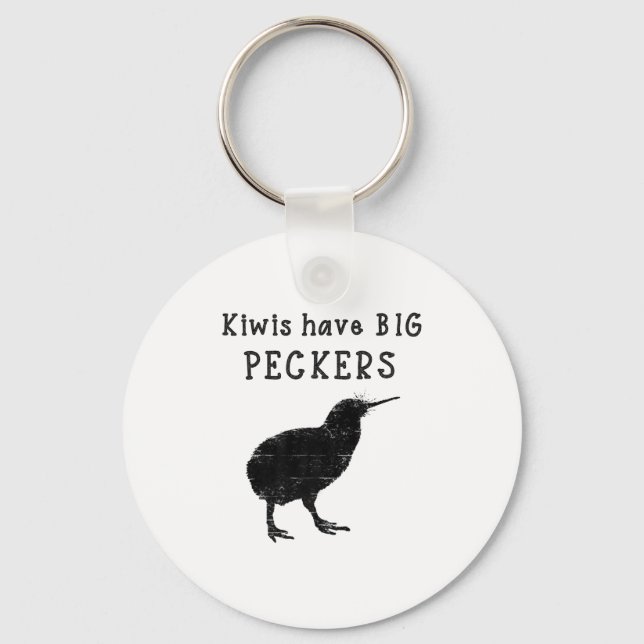 Funny New Zealand Quote Kiwis Have Big Peckers Quo Key Ring (Front)
