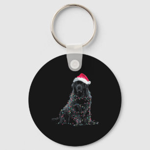 Funny Newfoundland Christmas Graphic Dog Lights Lo Key Ring