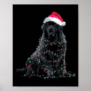 Funny Newfoundland Christmas Graphic Dog Lights Lo Poster