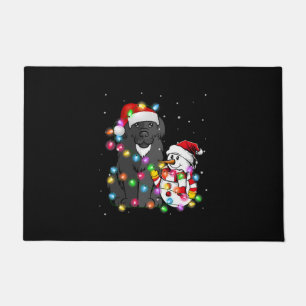 Funny Newfoundland Dog   Christmas Snowman Light Doormat