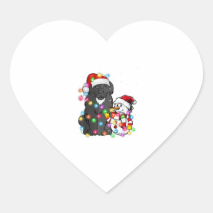 Funny Newfoundland Dog Christmas Tee Snowman Light Heart Sticker