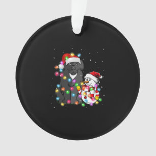 Funny Newfoundland Dog Christmas Tee Snowman Light Ornament