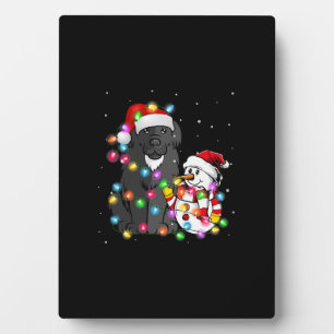 Funny Newfoundland Dog Christmas Tee Snowman Light Plaque