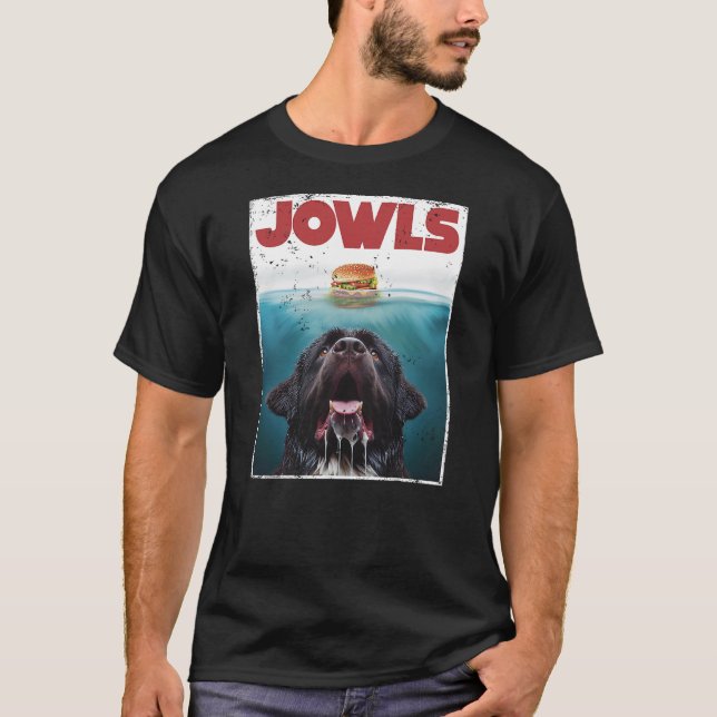 Funny Newfoundland Dog, Newfie Lab Jowls Burger, D T-Shirt (Front)