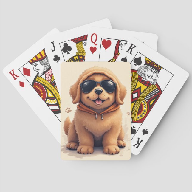 Funny Newfoundland Kawaii Dog Playing Cards (Back)