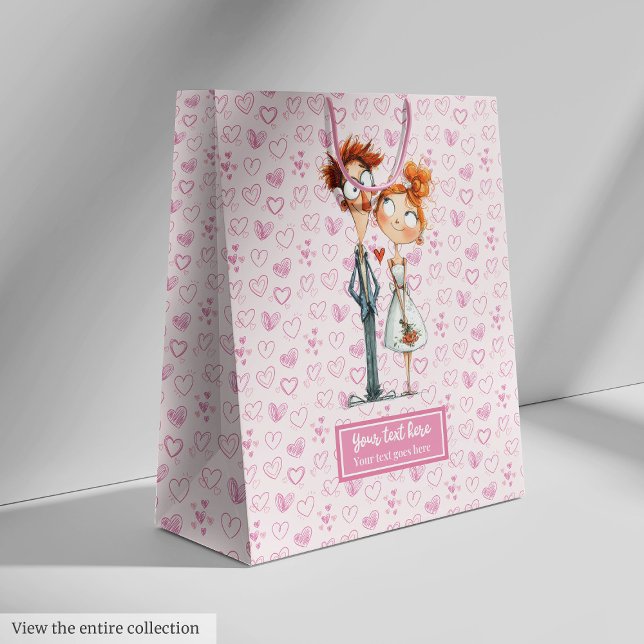 Funny Newlyweds Gift Bag Quirky Cartoon Wedding  (Funny Newlyweds Gift Bag Quirky Cartoon Wedding )