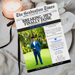 Funny Newspaper Graduation 2026 | He Did It Photo Invitation