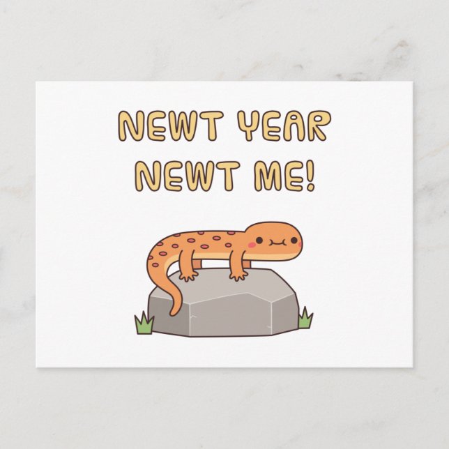 Funny Newt Year Newt Me, New Year Resolutions Postcard (Front)