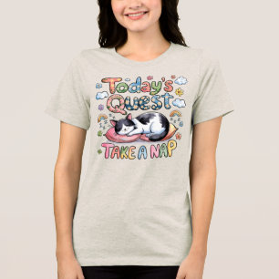 🐱Funny Next Quest Take a Cat Nap Cute Cartoon Tri-Blend Shirt