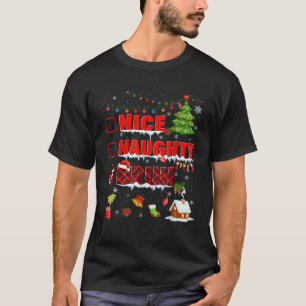 Funny Nice Naughty Bruh Christmas Plaid Pjs Pajama T-Shirt